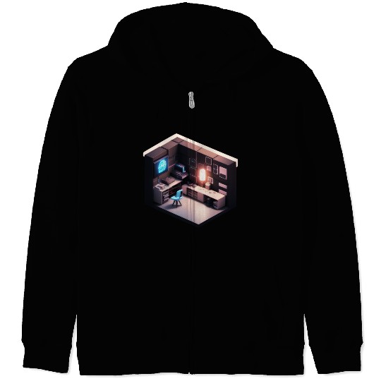 Cubic Room Print - Unique and Modern Home Decor Zip Hoodies