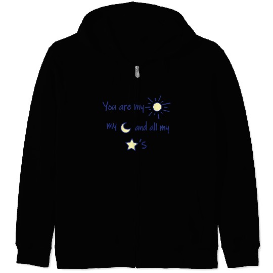 Sun Moon and Stars Zip Hoodies