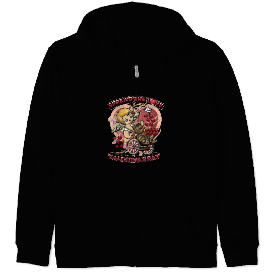 Spread The Love Cupid Arrow Heart Zip Hoodies