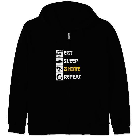 Eat Sleep Anime Repeat | Manga Japan Saying Cospla Zip Hoodies