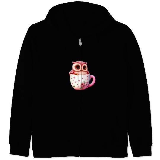 Owl Animal Cute Wild Bird Zoo Forest Nature Child Zip Hoodies
