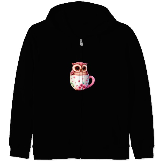 Owl Animal Cute Wild Bird Zoo Forest Nature Child Zip Hoodies
