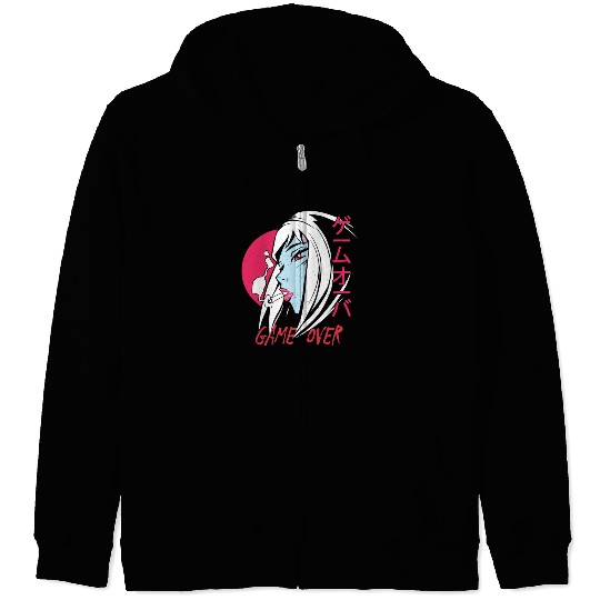 Anime Manga Girl - Game over Zip Hoodies