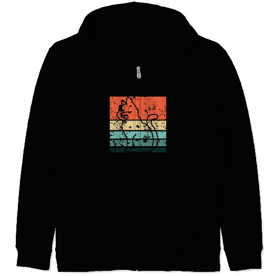 Cat Retro Streetwear Zip Hoodies