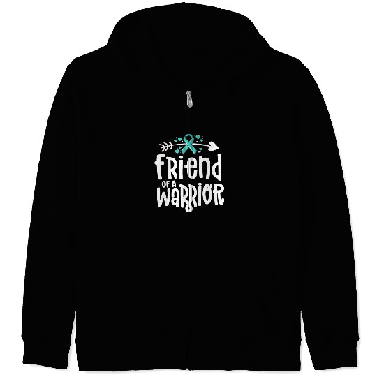 Friend Of A Warrior Support Team Ovarian Cancer Zip Hoodies