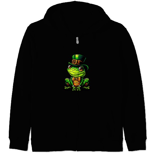 Magical Frog With St Patrick Day Top Hat Zip Hoodies