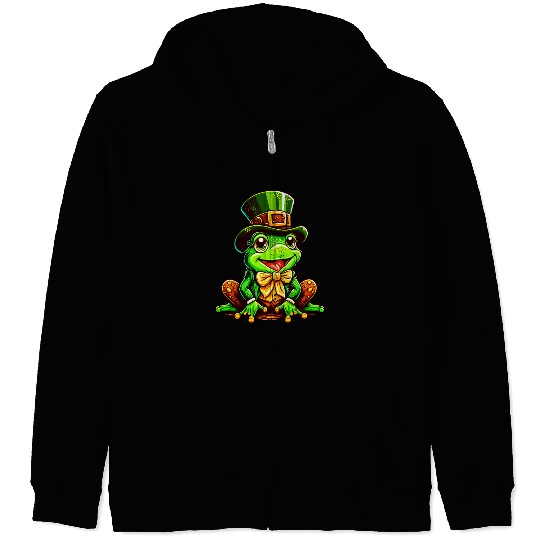Magic Frog With St. Patrick's Day Top Hat Zip Hoodies