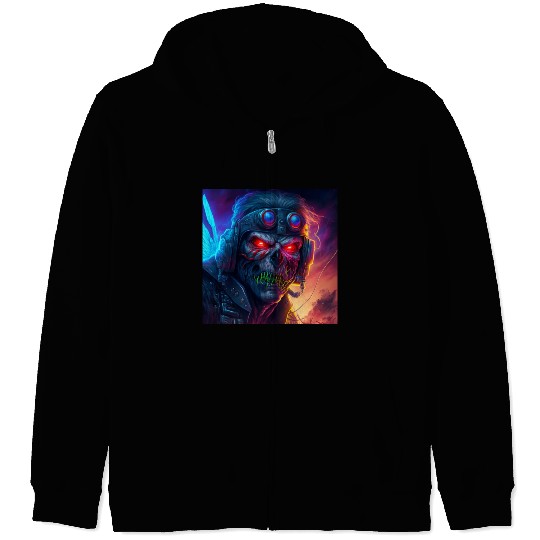 ZOMBIE IRON MAIDEN (version 9) Zip Hoodies