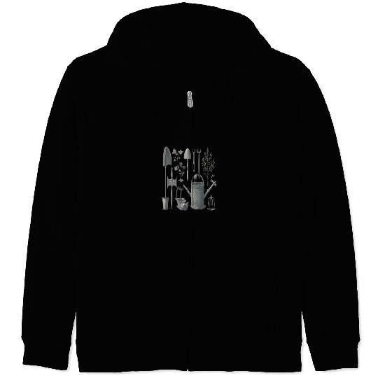 Florist Gardener Dad Grayscale Gardening Tools Zip Hoodies