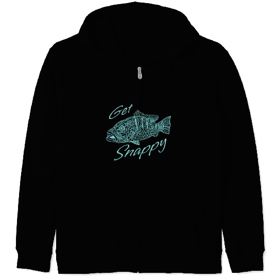 Get Snappy Turquoise funny snapper fishing quote Zip Hoodies