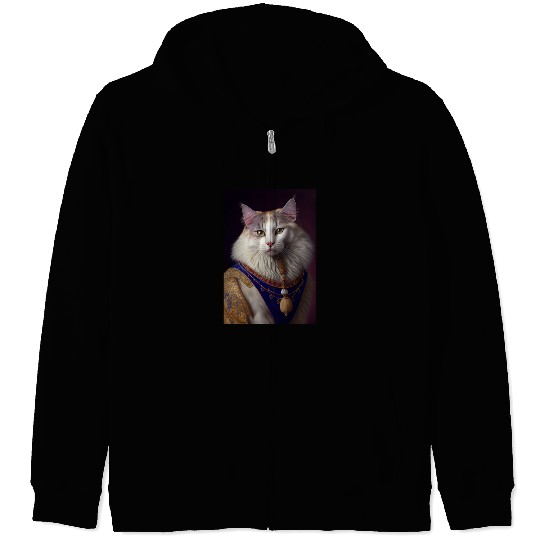 Turkish Angora Cat Breed Portrait Royal Renaissanc Zip Hoodies