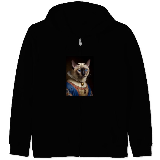 Siamese Cat Breed Portrait Royal Renaissance Anima Zip Hoodies