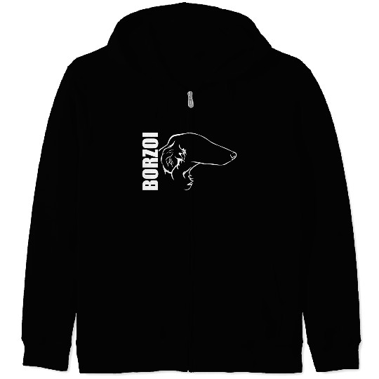 Funny Borzoi Profile dog mom sighthound hound Zip Hoodies