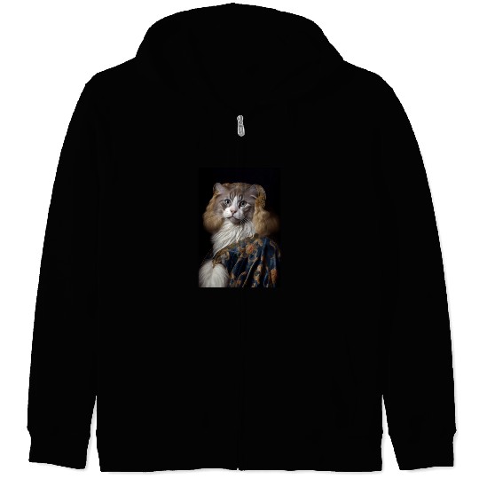 American Curl Princess Cat Breed Portrait Royal Re Zip Hoodies