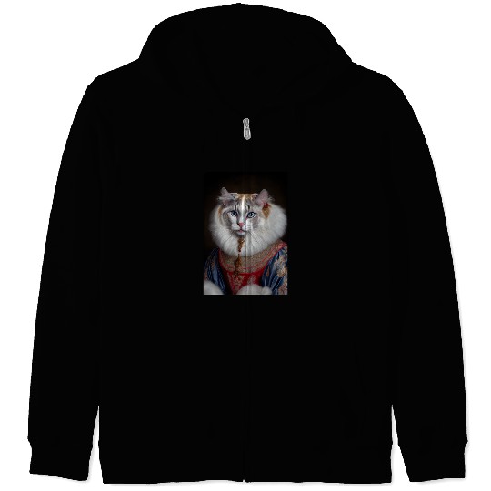 American Curl Prince Cat Breed Portrait Royal Rena Zip Hoodies