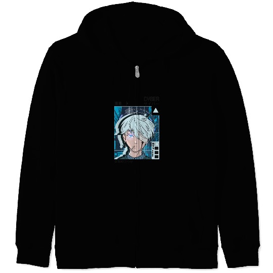 SciFi Anime Japanese City Aesthetic Tokyo Vaporwav Zip Hoodies
