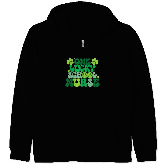 One Lucky School Nurse Shamrock St Zip Hoodies
