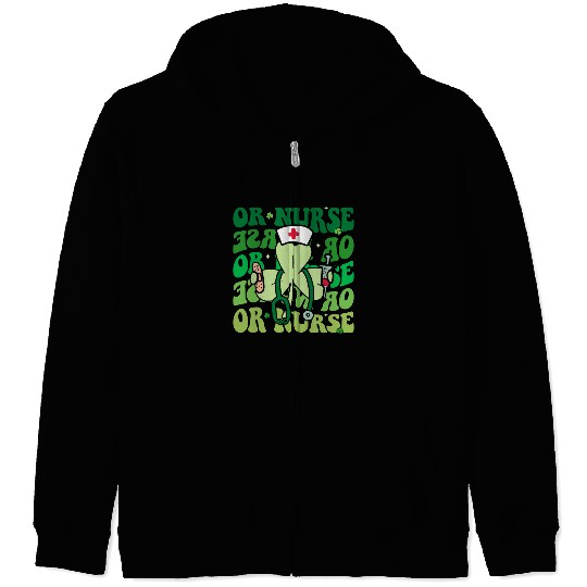 Groovy OR Nurse Funny St Patrick's Day Zip Hoodies