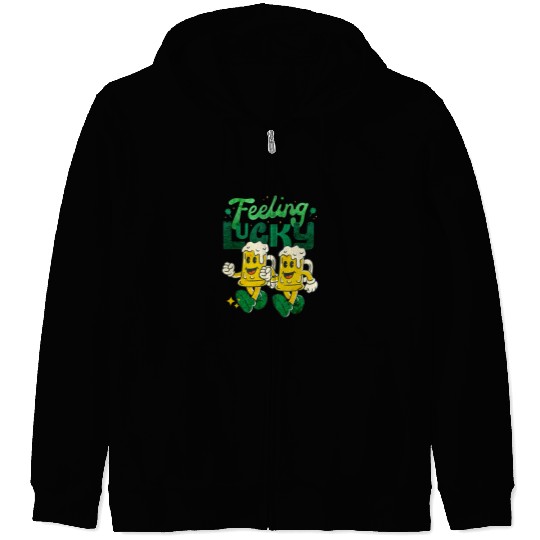 St Patrick's Day Feeling Lucky Retro Vintage Beer Zip Hoodies