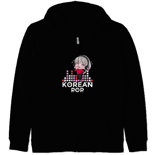 Kawaii Kpop Anime Finger Heart Korean Pop Chibi Zip Hoodies