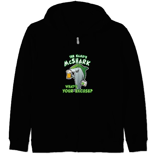 St Patricks Day Shark Funny Beer Drinking Zip Hoodies