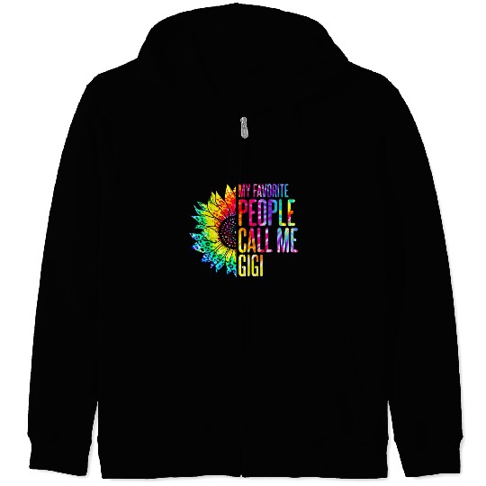 My Favorite People Call Me Gigi Sunflower Tie Dye Zip Hoodies