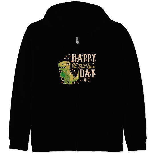 Irish Trex Dino St Patricks Day Kids Toddler Boys Zip Hoodies