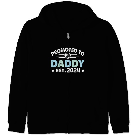 Promoted to daddy 2024 daddy to be Zip Hoodies