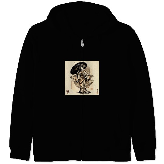 Japanese Kimono girl Zip Hoodies