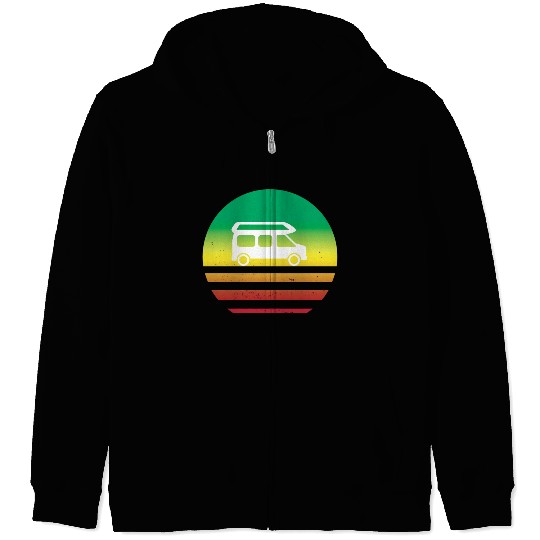 Camper Van Retro Sunset Vintage sun camping Zip Hoodies