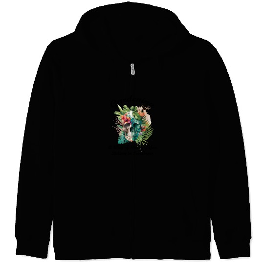 Watercolor Tropical Plants and Skull with Quote Zip Hoodies