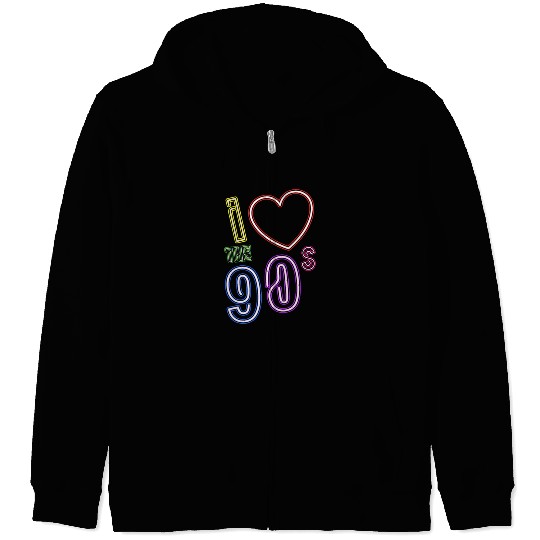 i love 90s - Retro Old School Zip Hoodies