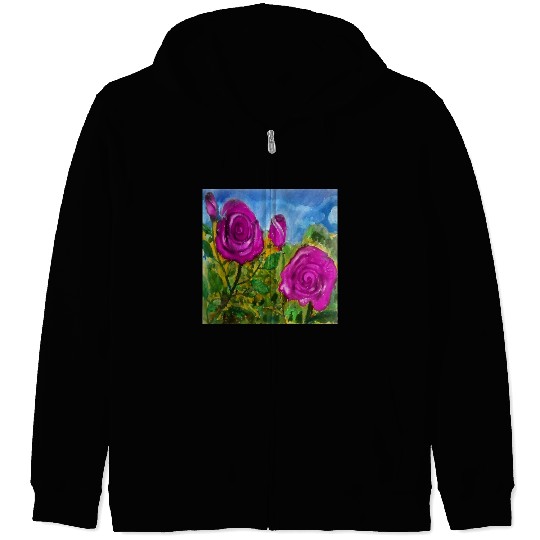 Hand Painted Roses Zip Hoodies Zip Hoodies Mugs Tote Bags