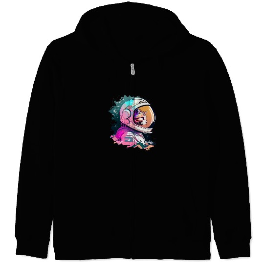 Aesthetic Vaporwave Space Cat 80s 90s Astronaut Zip Hoodies