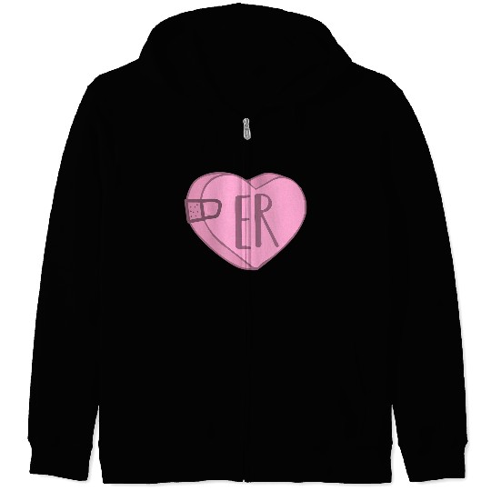 Cute ER Nurse Candy Heart Zip Hoodies