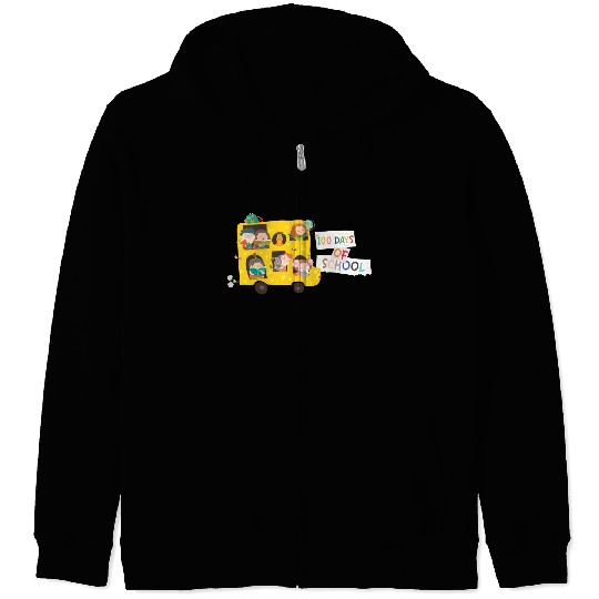 100 days of school children in the school bus Zip Hoodies