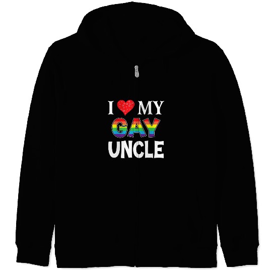 I Love My Gay Uncle LGBT Lesbian Rainbow Zip Hoodies P