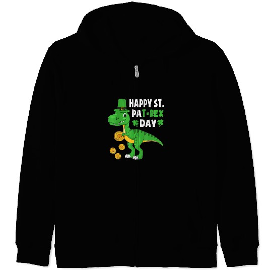 Happy St Pat Trex Dino Saint Patricks Day Dinosaur Zip Hoodies