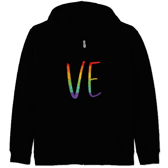LGBT Pride Love LO VE Lesbian Couple Matching Love Zip Hoodies