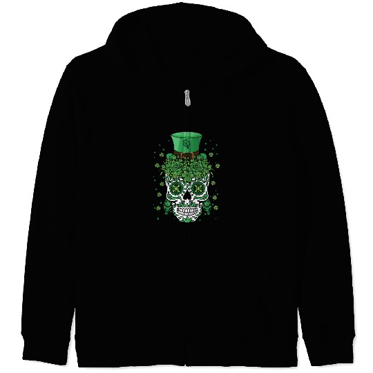Dia De Los Muertos St Patty's Day Irish Flower Zip Hoodies