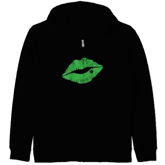 Lips Shamrock Zip Hoodies, St Patricks Day Presents