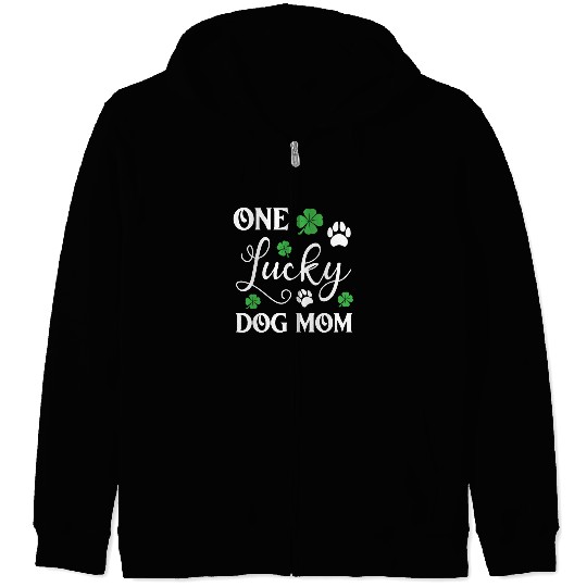 One Lucky Dog Mom Funny St Patricks day Zip Hoodies