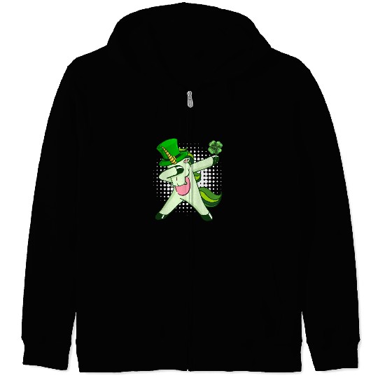 Dabbing unicorn shamrock St. Patrick's Day Zip Hoodies
