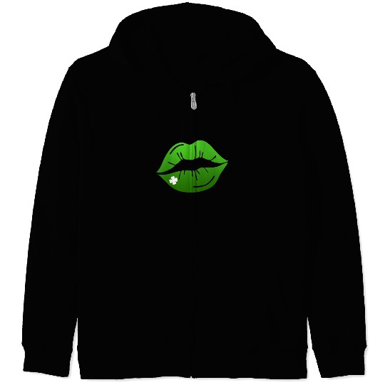 Kiss Mouth Lips Green Ireland St. Patrick's Day Zip Hoodies