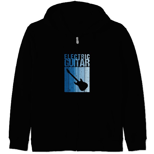 Electric Guitar Guitarist String Musician Retro Zip Hoodies