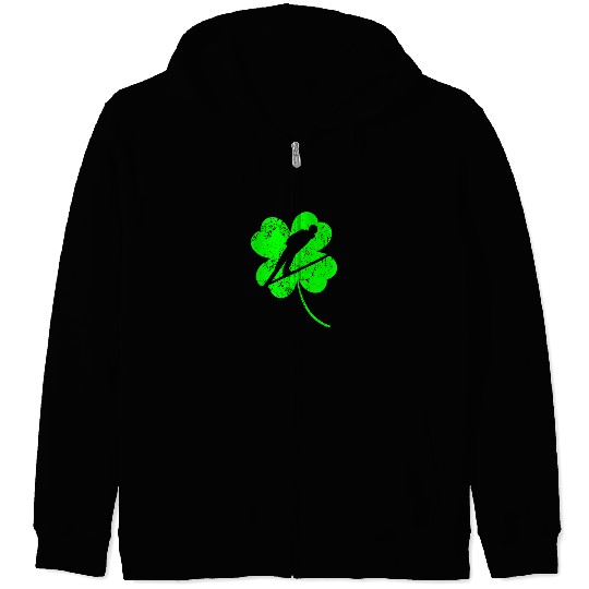 Ski-jumping St. Patrick's day shamrock Zip Hoodies