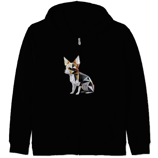 Colorful Origami Chihuahua: A Playful and Zip Hoodies