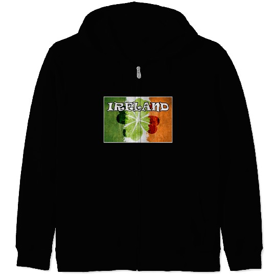 St Patrick's Ireland Flag four leaves Clover Zip Hoodies