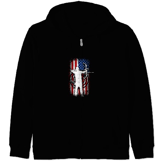 Usa Patriotic American flag 4th of July Archery Zip Hoodies