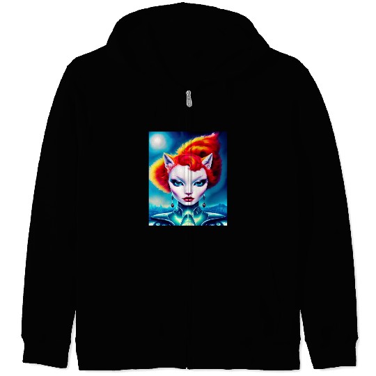 "Alien Cat Woman" Zip Hoodies